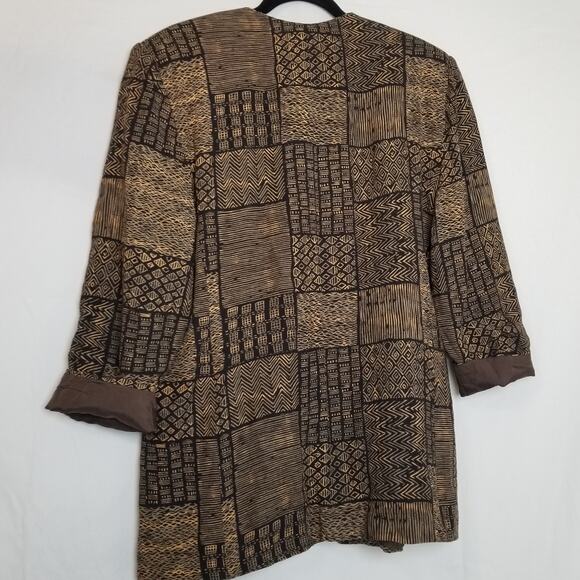 Chaus Women's Black & Brown Lined One Button Pockets Sleeves Up or Down Sz 10 - Picture 5 of 9